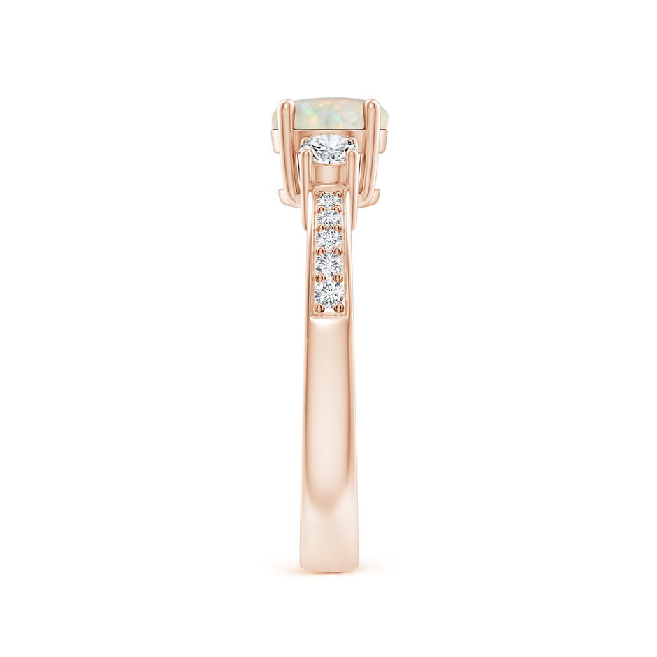 6mm AAA Classic Three Stone Round Opal and Diamond Engagement Ring in Rose Gold side 299