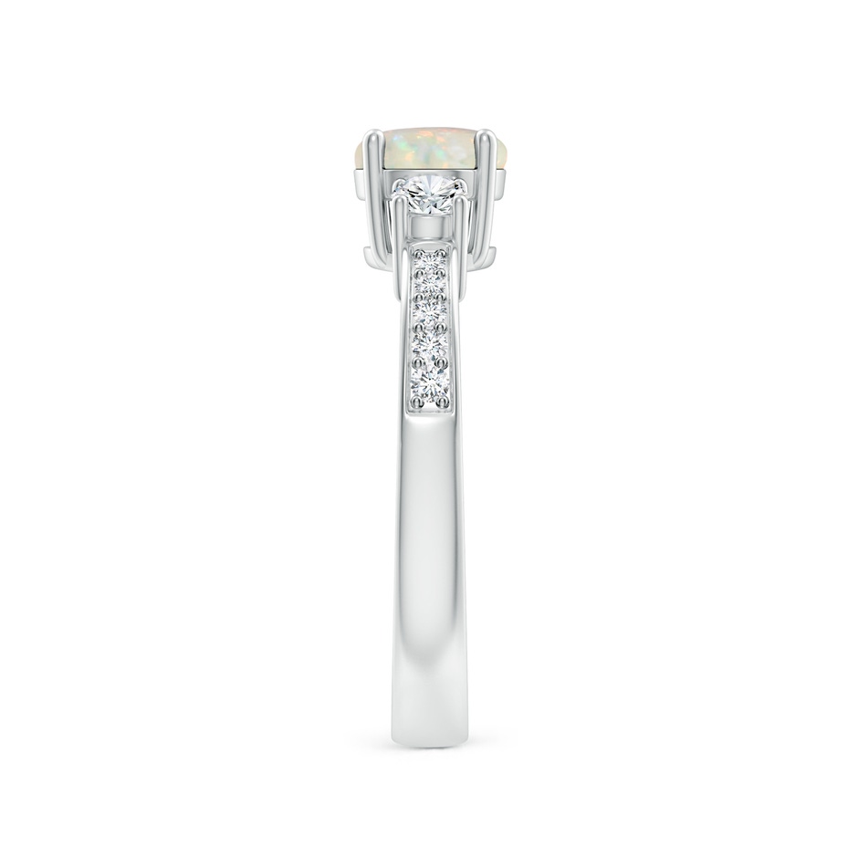 6mm AAA Classic Three Stone Round Opal and Diamond Engagement Ring in White Gold side 299