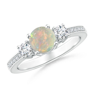6mm AAAA Classic Three Stone Opal and Diamond Ring in P950 Platinum