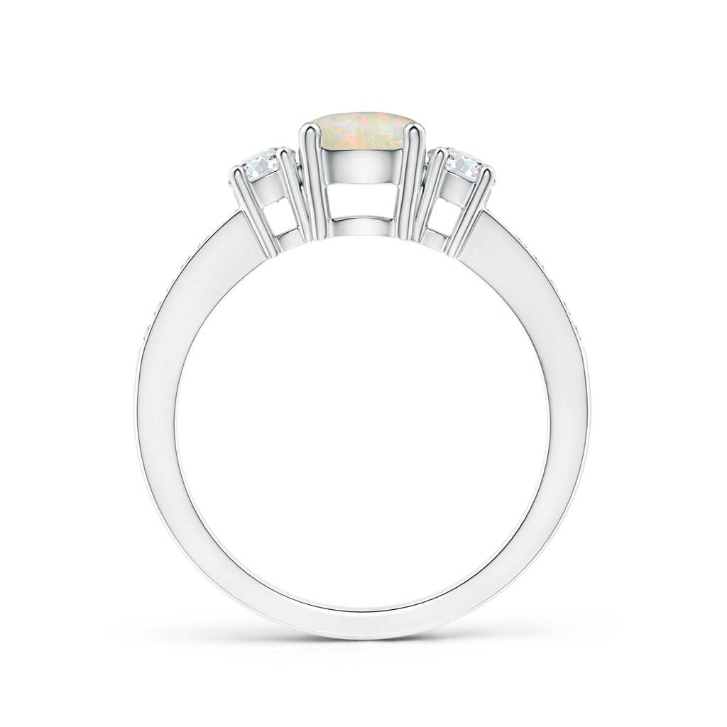 6mm AAAA Classic Three Stone Round Opal and Diamond Engagement Ring in P950 Platinum - side 199
