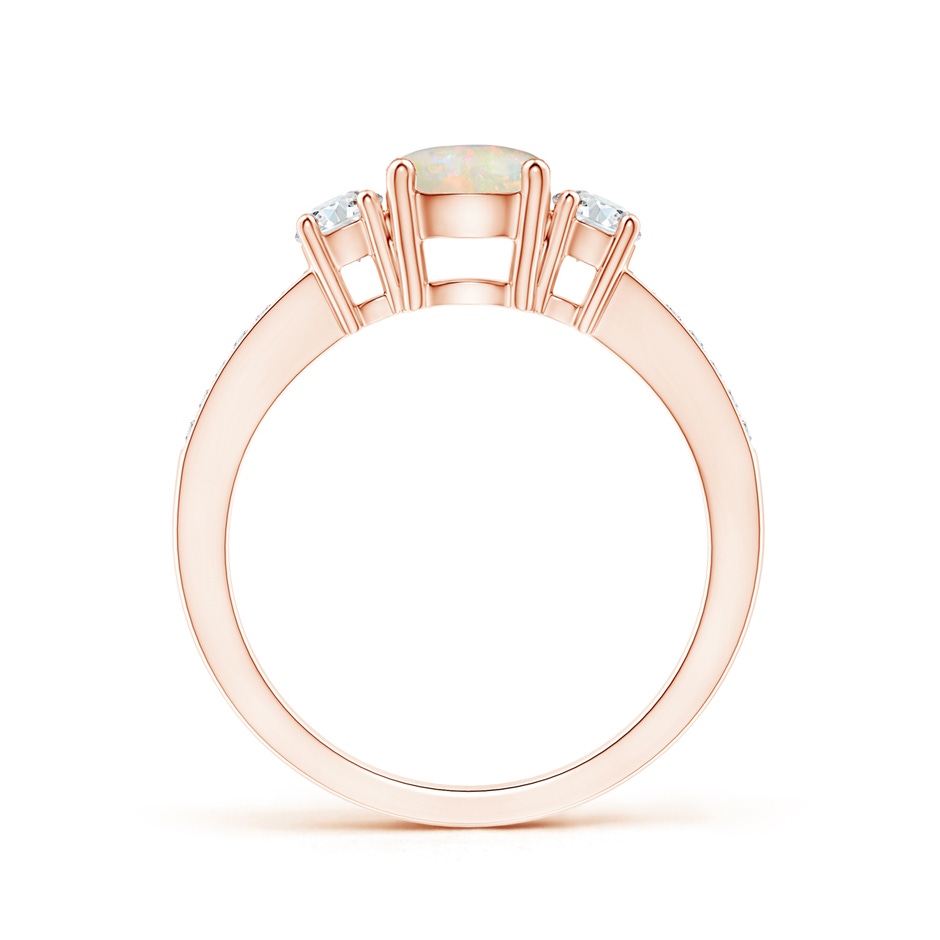 6mm AAAA Classic Three Stone Round Opal and Diamond Engagement Ring in Rose Gold side 199