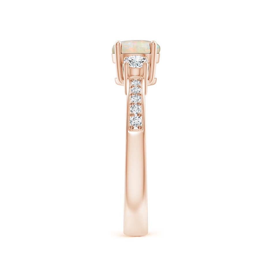6mm AAAA Classic Three Stone Round Opal and Diamond Engagement Ring in Rose Gold side 299