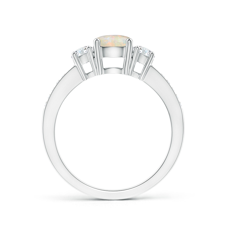 6mm AAAA Classic Three Stone Round Opal and Diamond Engagement Ring in White Gold side 199
