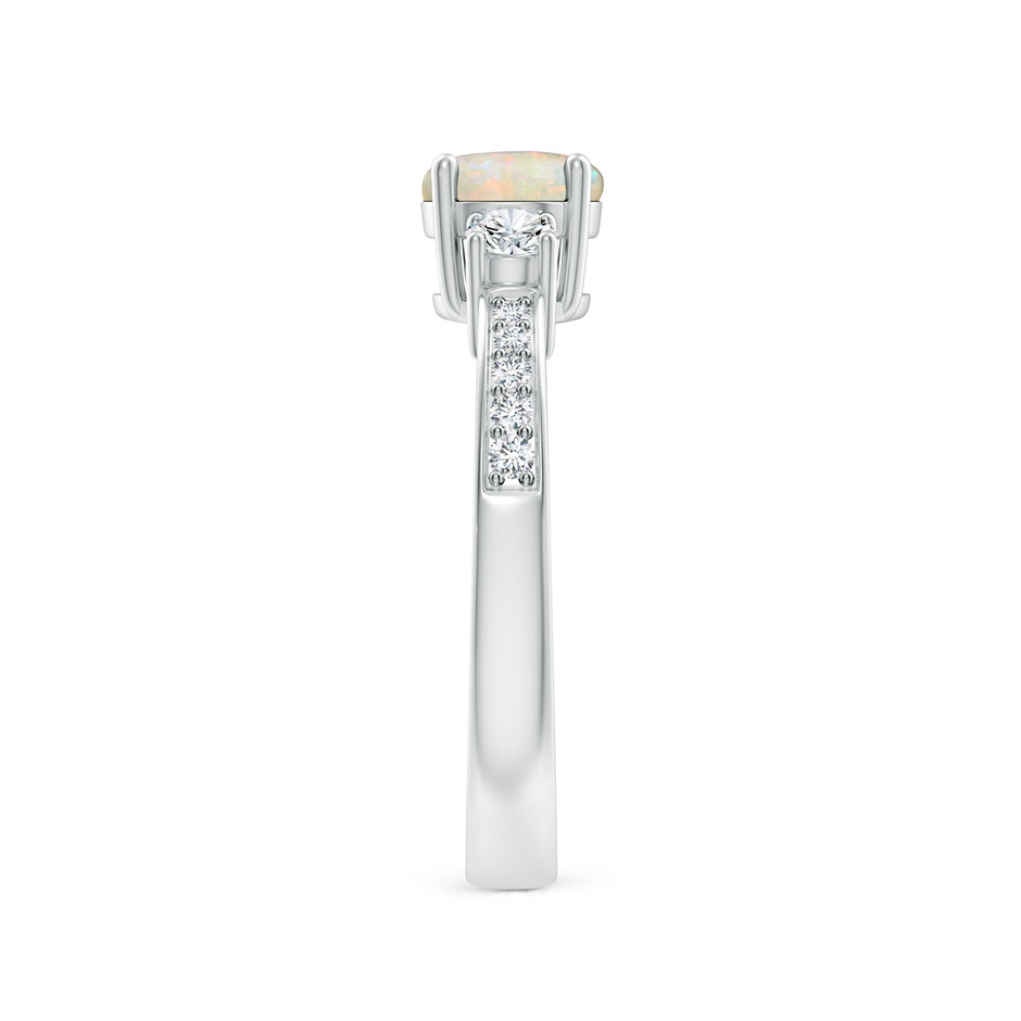 6mm AAAA Classic Three Stone Round Opal and Diamond Engagement Ring in White Gold side 299