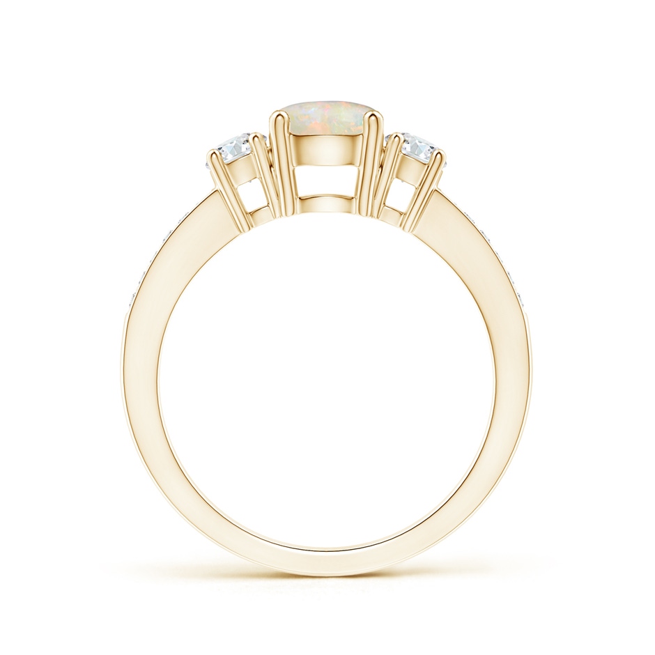 6mm AAAA Classic Three Stone Round Opal and Diamond Engagement Ring in Yellow Gold side 199