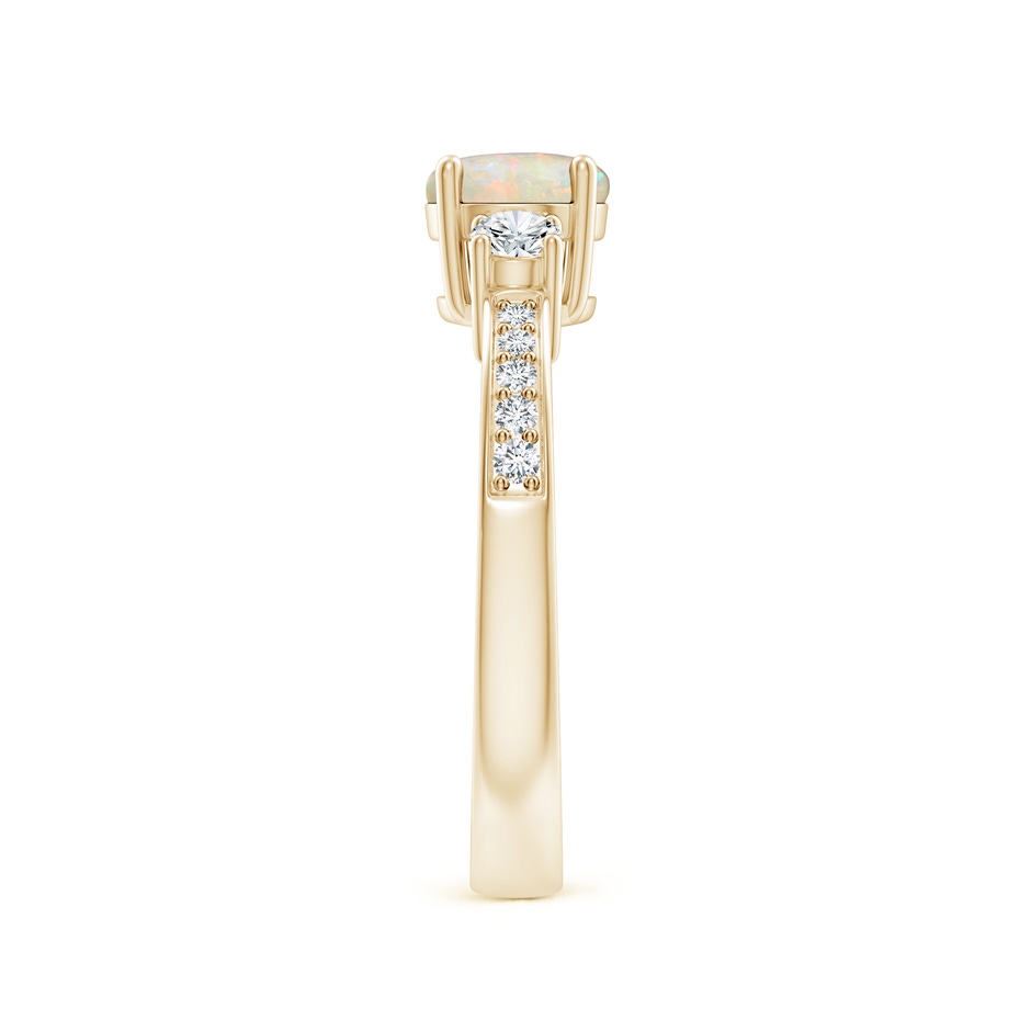 6mm AAAA Classic Three Stone Round Opal and Diamond Engagement Ring in Yellow Gold side 299