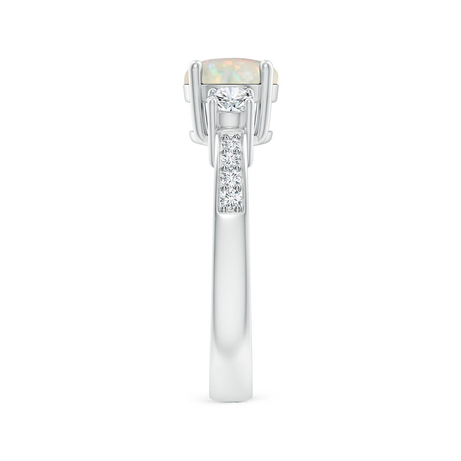 7mm AAA Classic Three Stone Round Opal and Diamond Engagement Ring in P950 Platinum side 299
