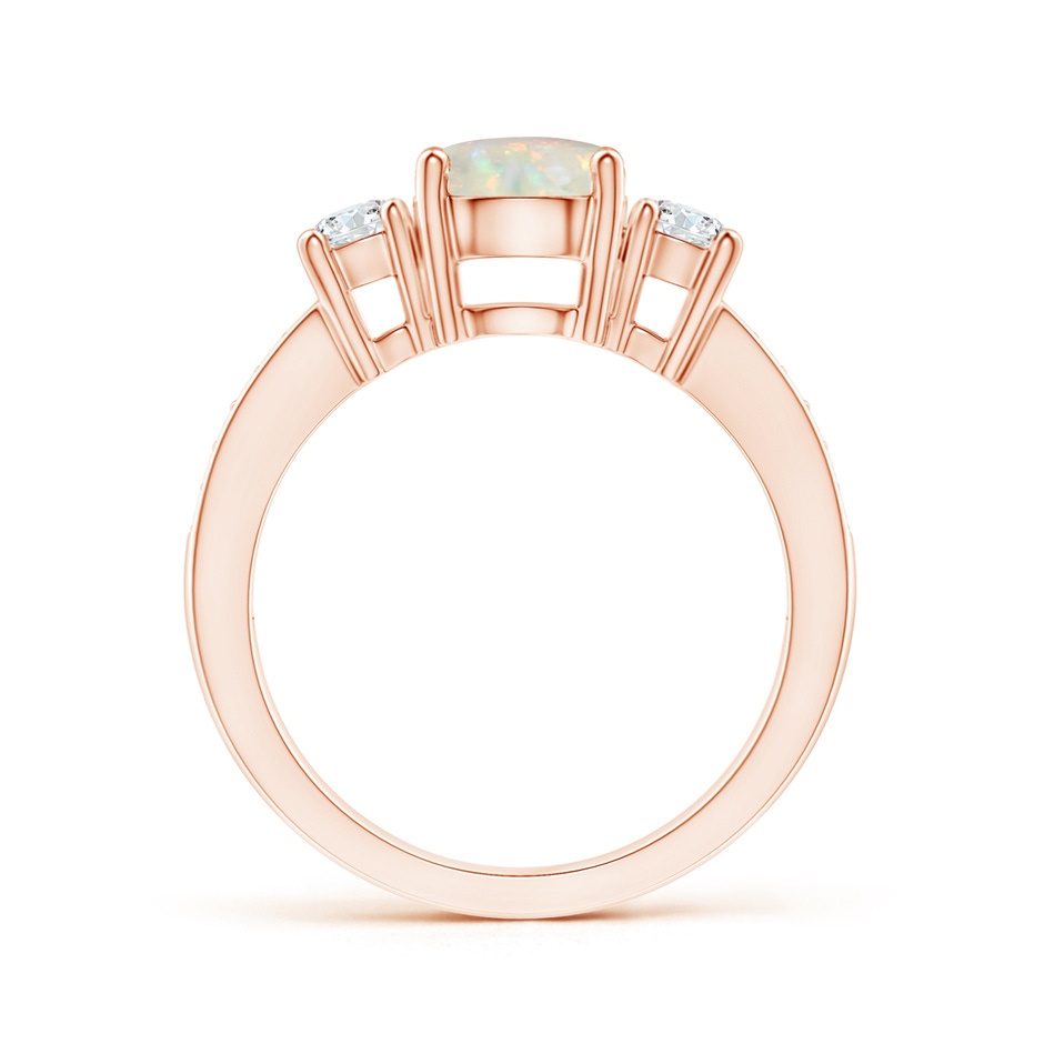 7mm AAA Classic Three Stone Round Opal and Diamond Engagement Ring in Rose Gold side 199