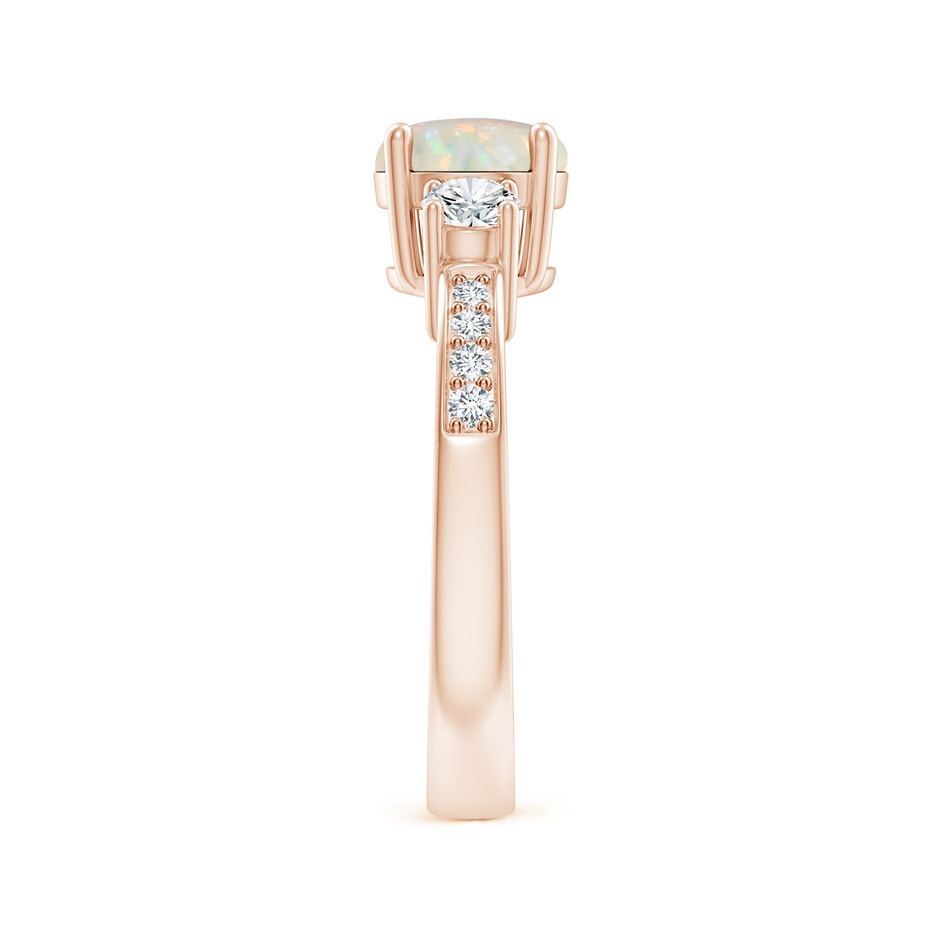 7mm AAA Classic Three Stone Round Opal and Diamond Engagement Ring in Rose Gold side 299