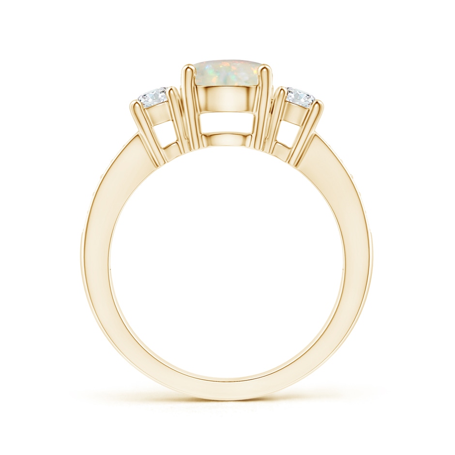 7mm AAA Classic Three Stone Round Opal and Diamond Engagement Ring in Yellow Gold side 199
