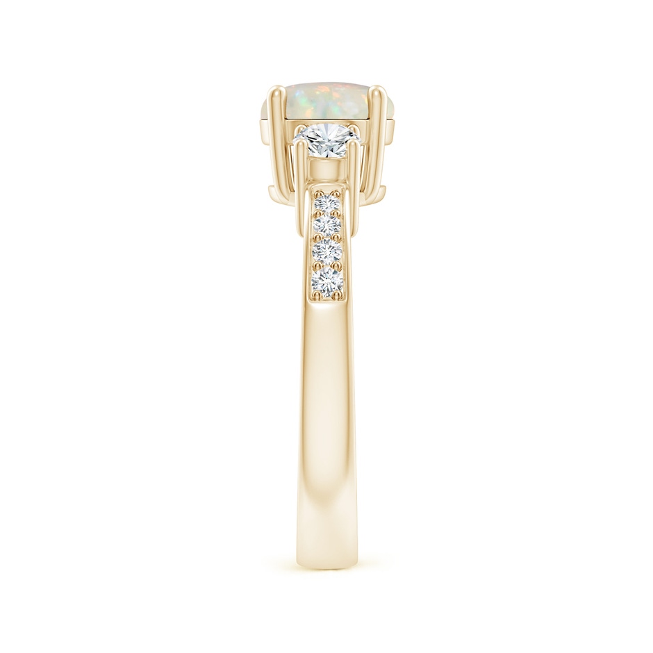 7mm AAA Classic Three Stone Round Opal and Diamond Engagement Ring in Yellow Gold side 299