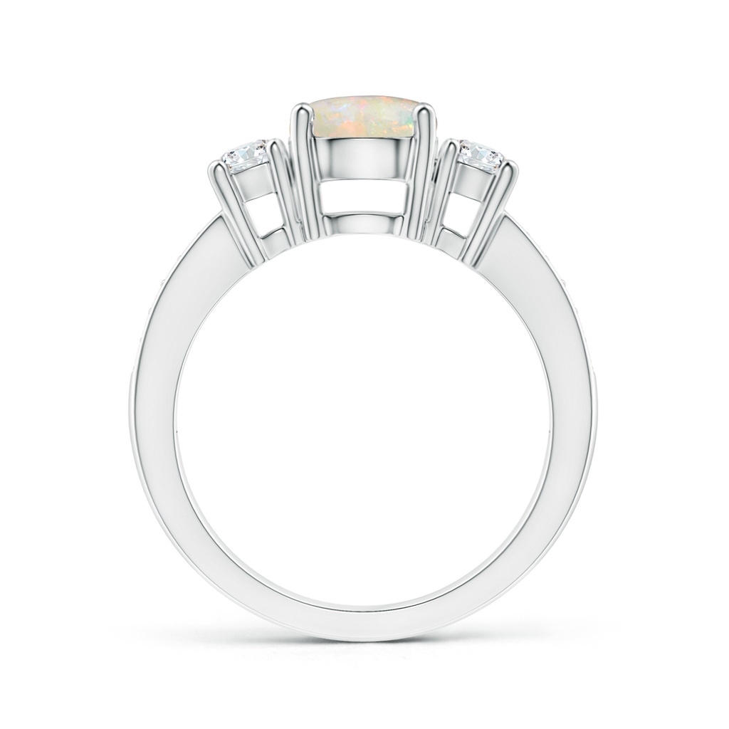 7mm AAAA Classic Three Stone Round Opal and Diamond Engagement Ring in P950 Platinum - side 199