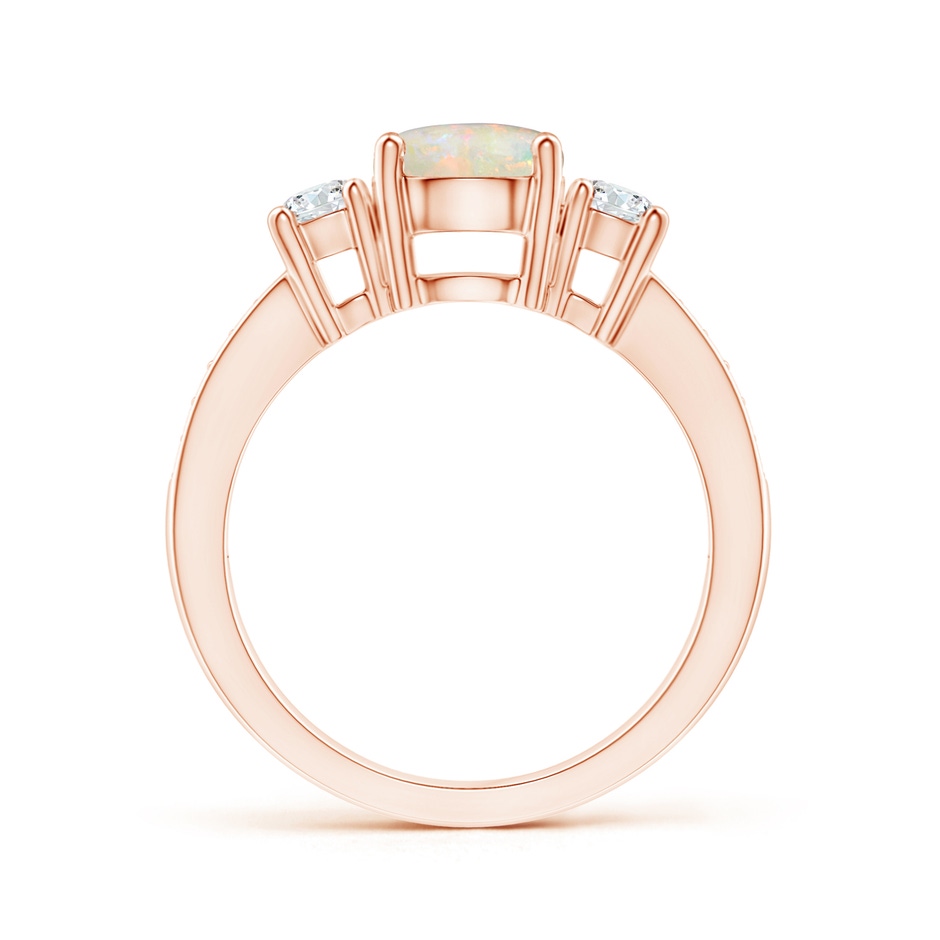 7mm AAAA Classic Three Stone Round Opal and Diamond Engagement Ring in Rose Gold side 199