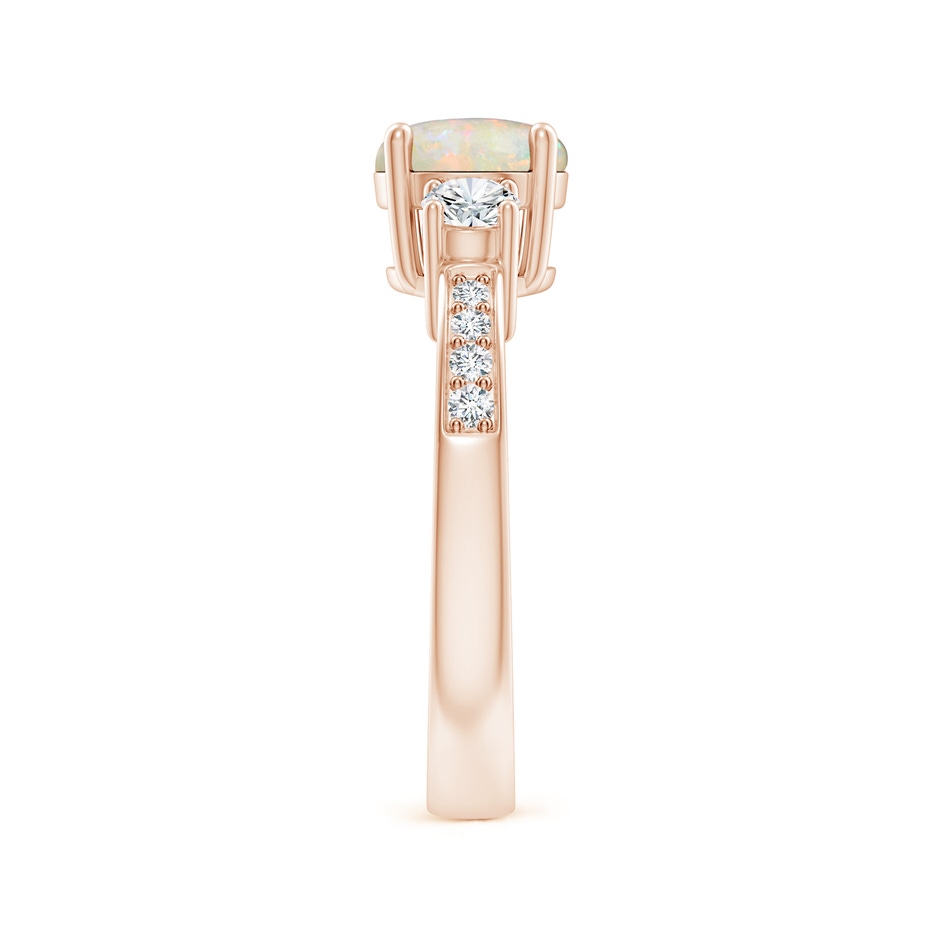 7mm AAAA Classic Three Stone Round Opal and Diamond Engagement Ring in Rose Gold side 299