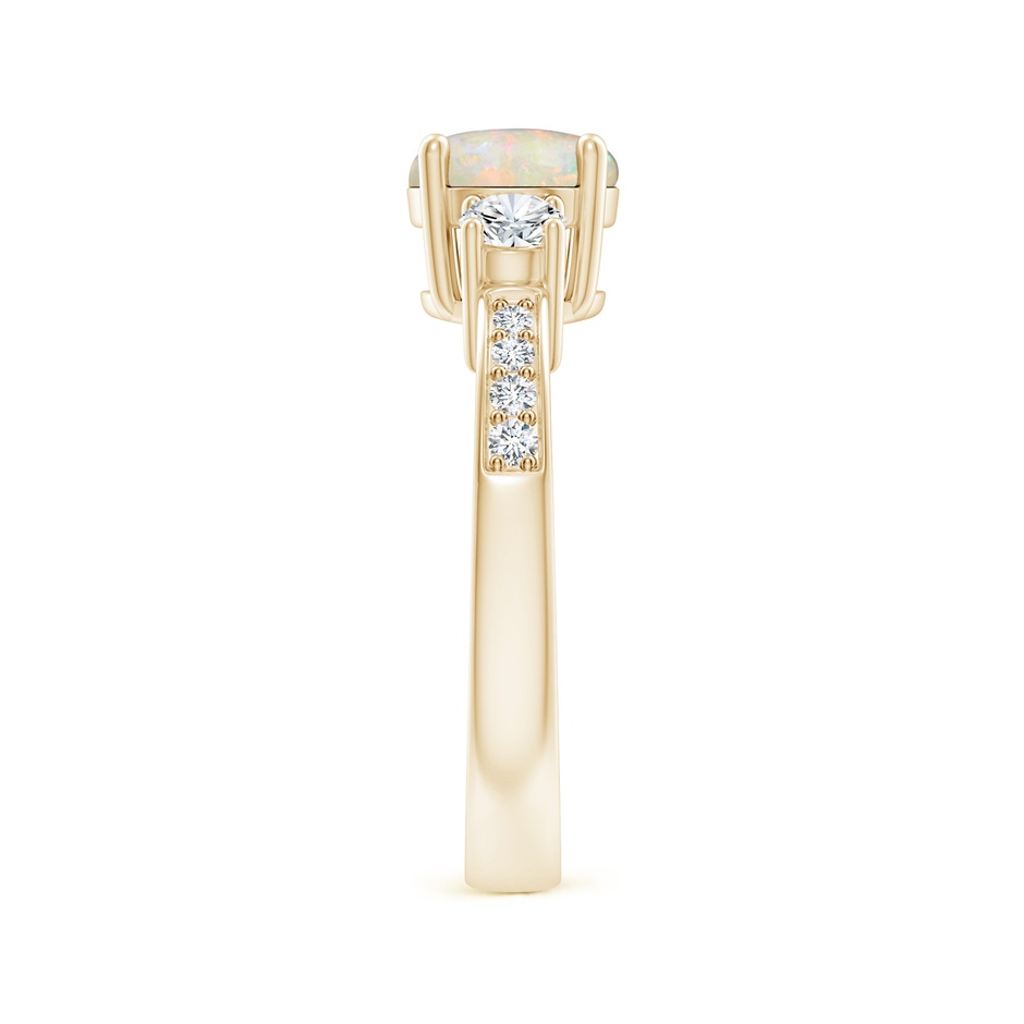 7mm AAAA Classic Three Stone Round Opal and Diamond Engagement Ring in Yellow Gold side 299