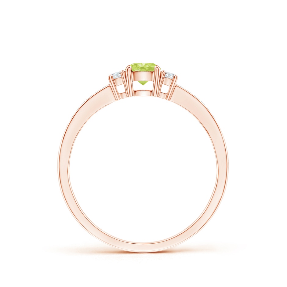 4mm A Classic Three Stone Peridot and Diamond Ring in Rose Gold side-1