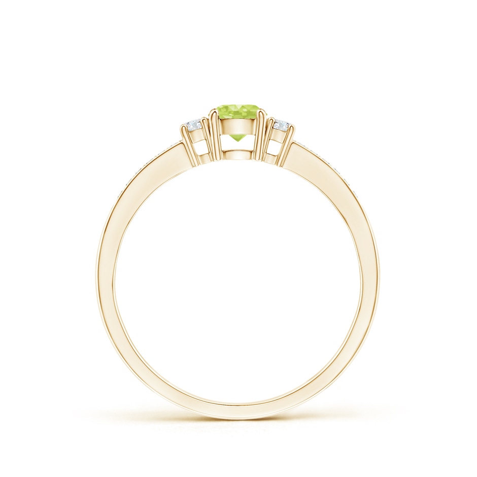 4mm A Classic Three Stone Peridot and Diamond Ring in Yellow Gold side-1