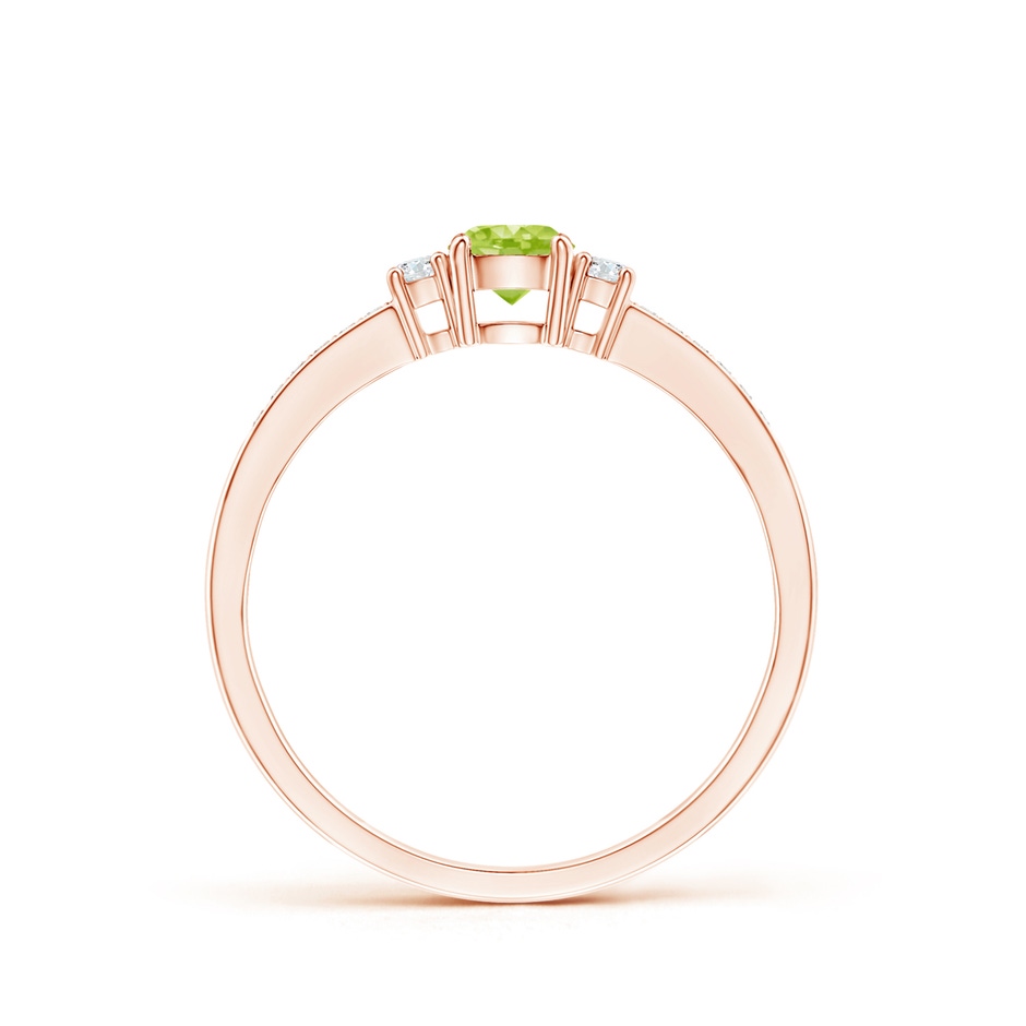 4mm AA Classic Three Stone Peridot and Diamond Ring in Rose Gold side-1