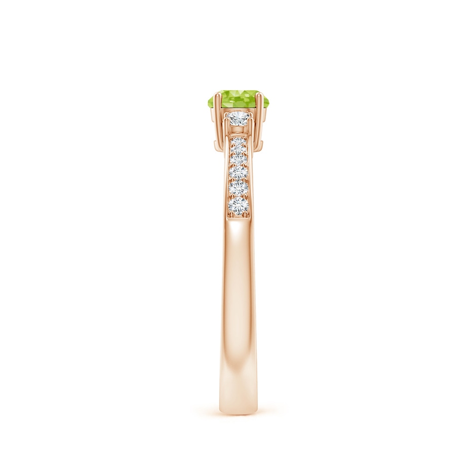 4mm AA Classic Three Stone Peridot and Diamond Ring in Rose Gold side-2