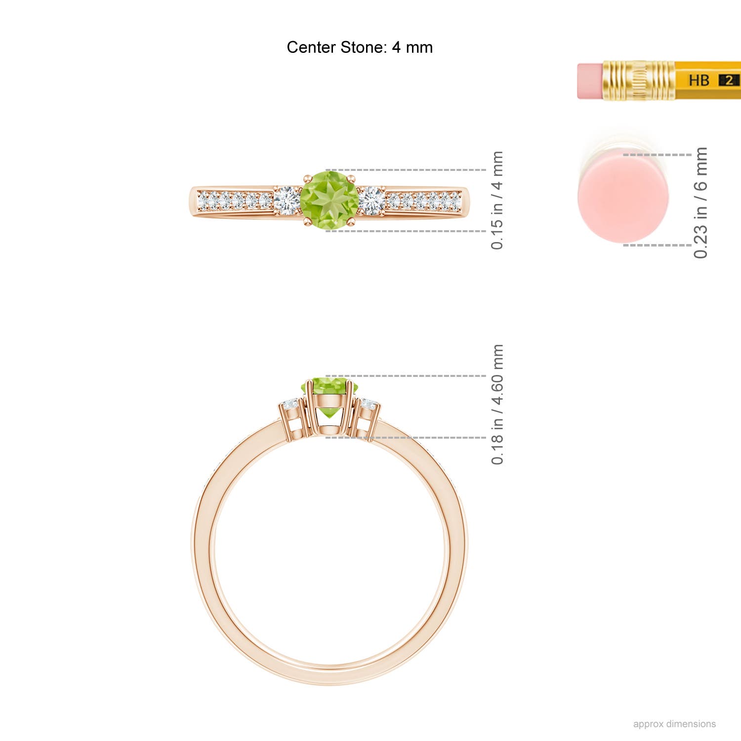 AA - Peridot / 0.43 CT / 14 KT Rose Gold