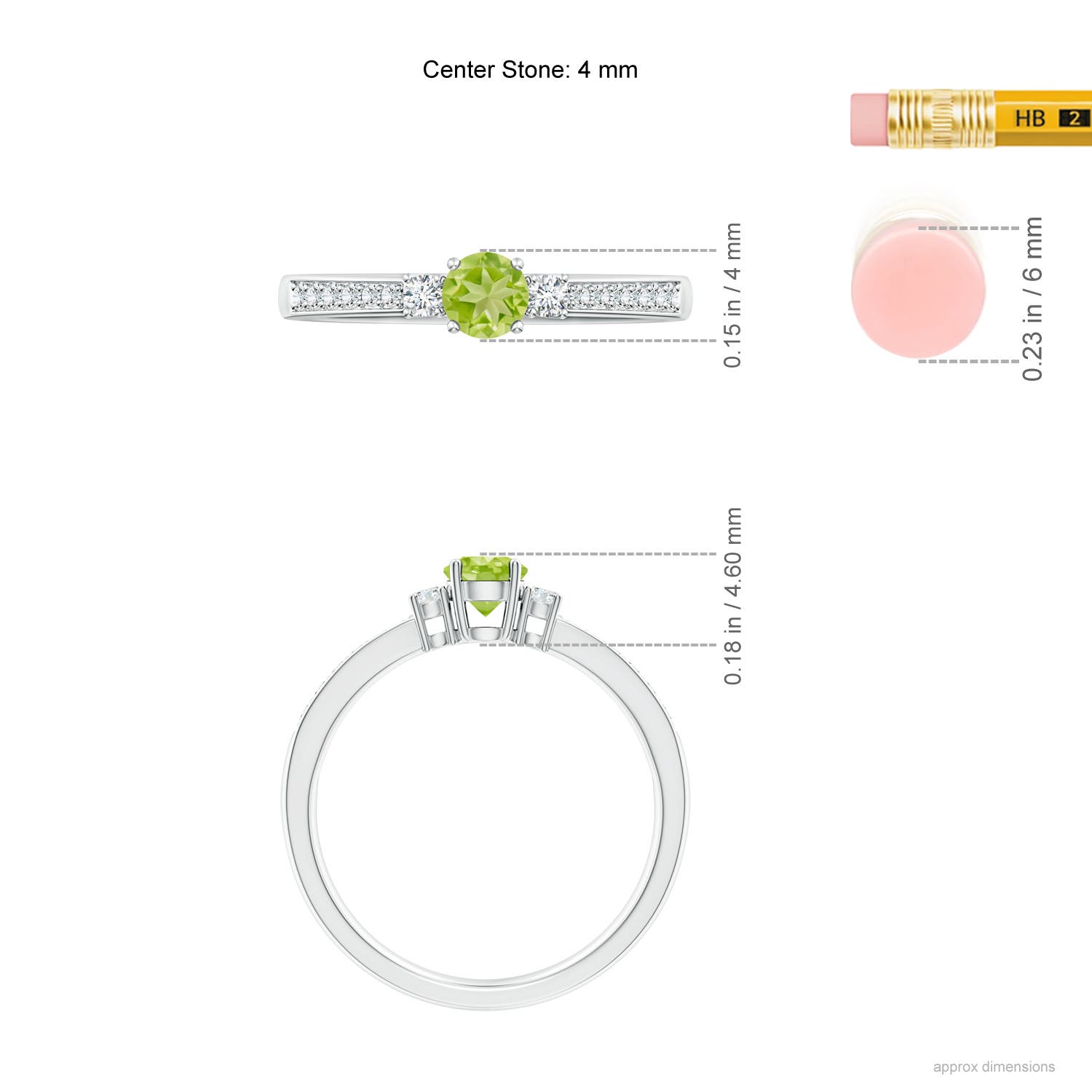 AA - Peridot / 0.43 CT / 14 KT White Gold