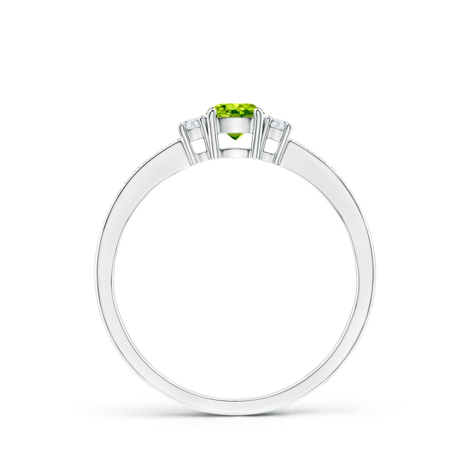 4mm AAA Classic Three Stone Peridot and Diamond Ring in P950 Platinum side-1