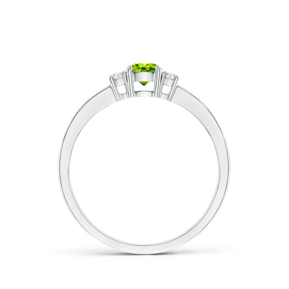 4mm AAA Classic Three Stone Peridot and Diamond Ring in White Gold side-1