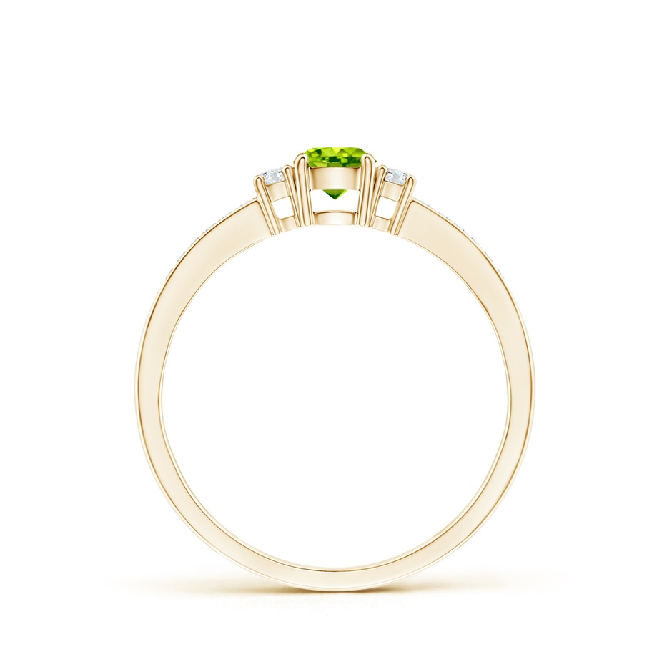 4mm AAA Classic Three Stone Peridot and Diamond Ring in Yellow Gold side-1