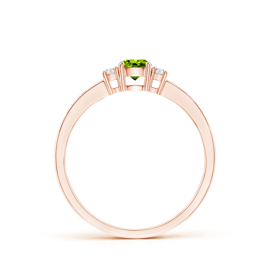 4mm AAAA Classic Three Stone Peridot and Diamond Ring in Rose Gold side-1