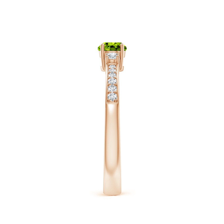 4mm AAAA Classic Three Stone Peridot and Diamond Ring in Rose Gold side-2