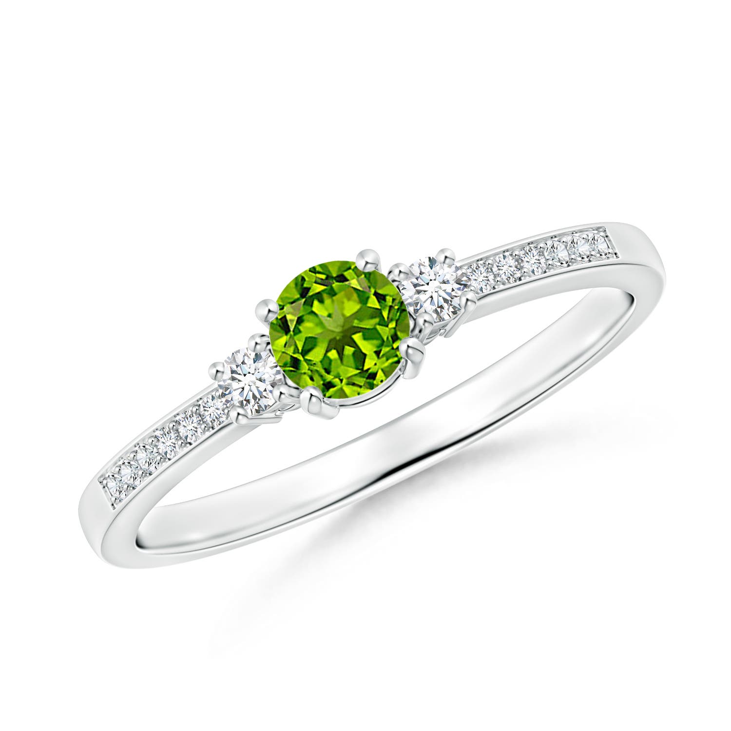 AAAA - Peridot / 0.43 CT / 14 KT White Gold