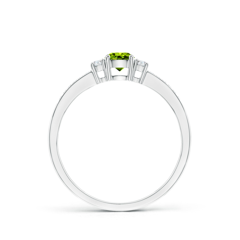 4mm AAAA Classic Three Stone Peridot and Diamond Ring in White Gold Side-1