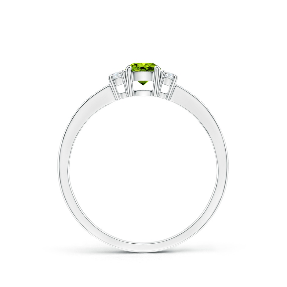 4mm AAAA Classic Three Stone Peridot and Diamond Ring in White Gold side-1