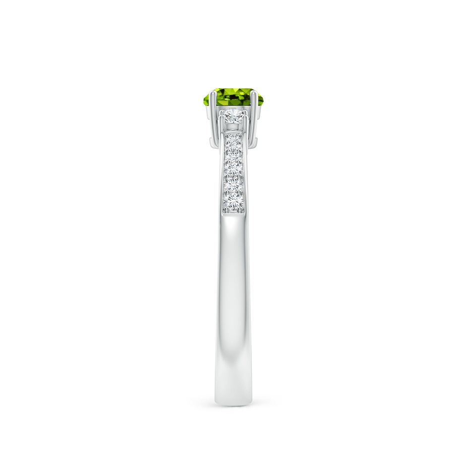 4mm AAAA Classic Three Stone Peridot and Diamond Ring in White Gold side-2