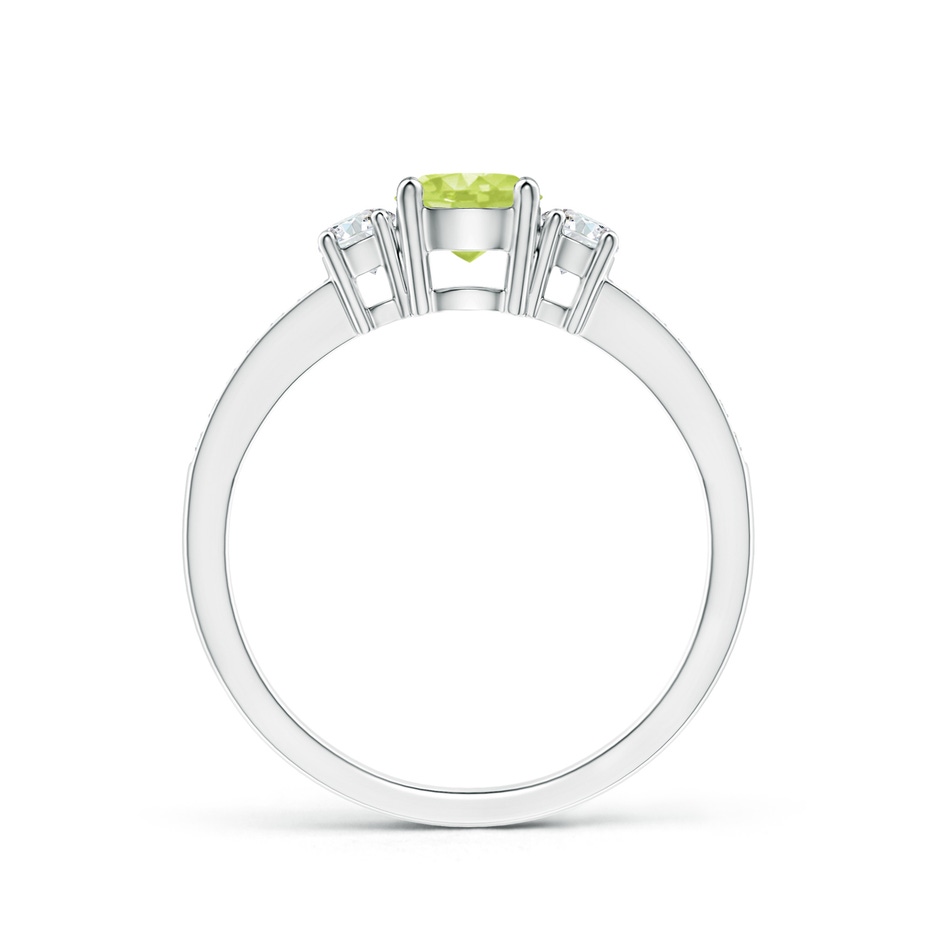 5mm A Classic Three Stone Peridot and Diamond Ring in P950 Platinum side-1