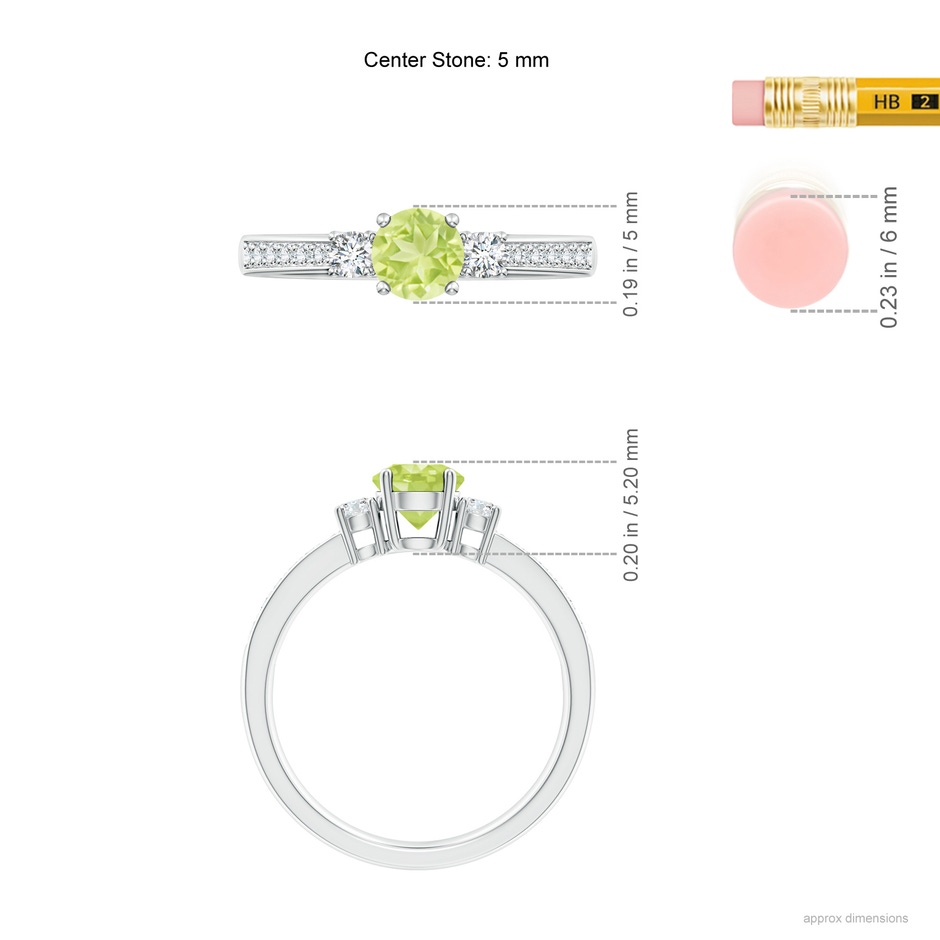 5mm A Classic Three Stone Peridot and Diamond Ring in P950 Platinum ruler