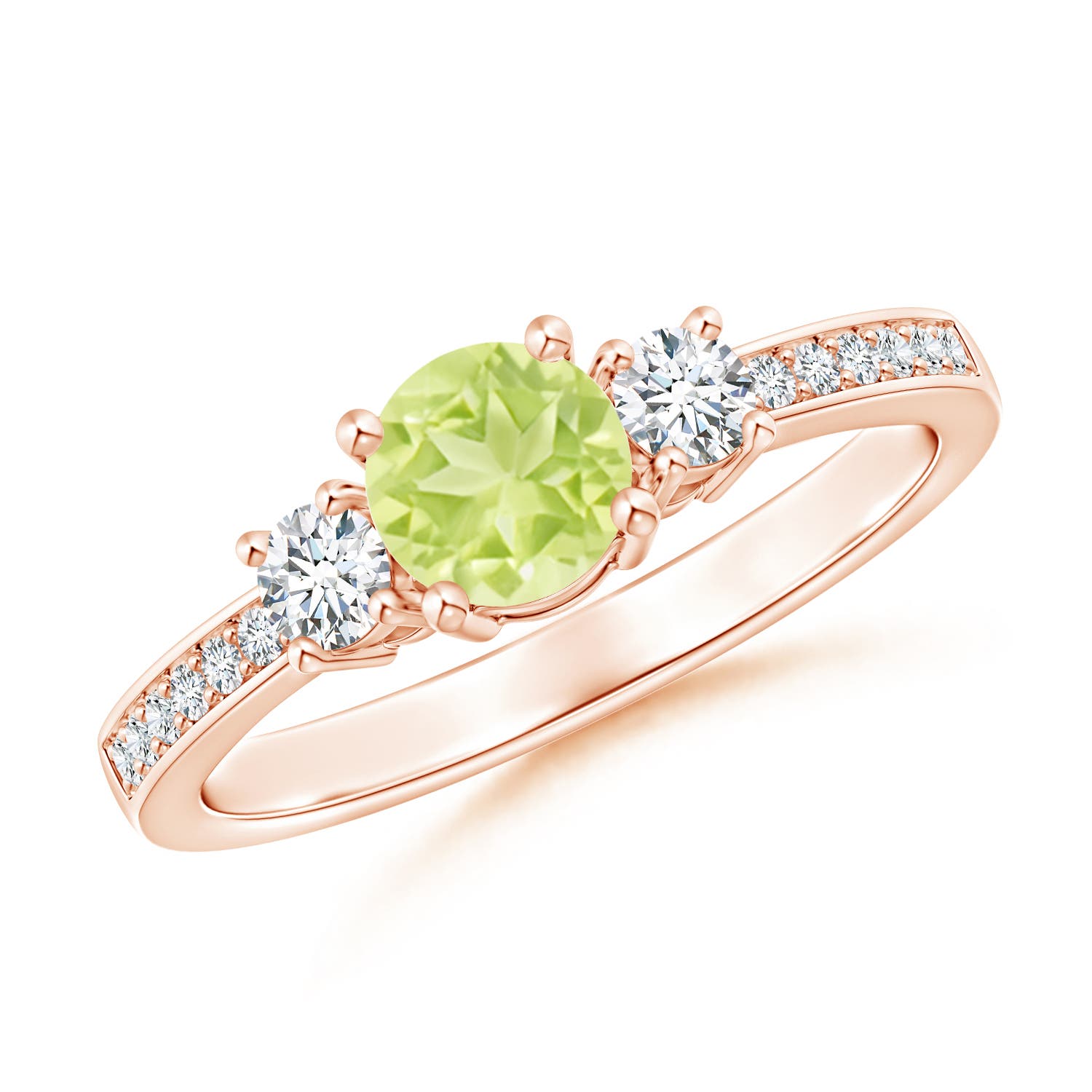 A - Peridot / 0.76 CT / 14 KT Rose Gold