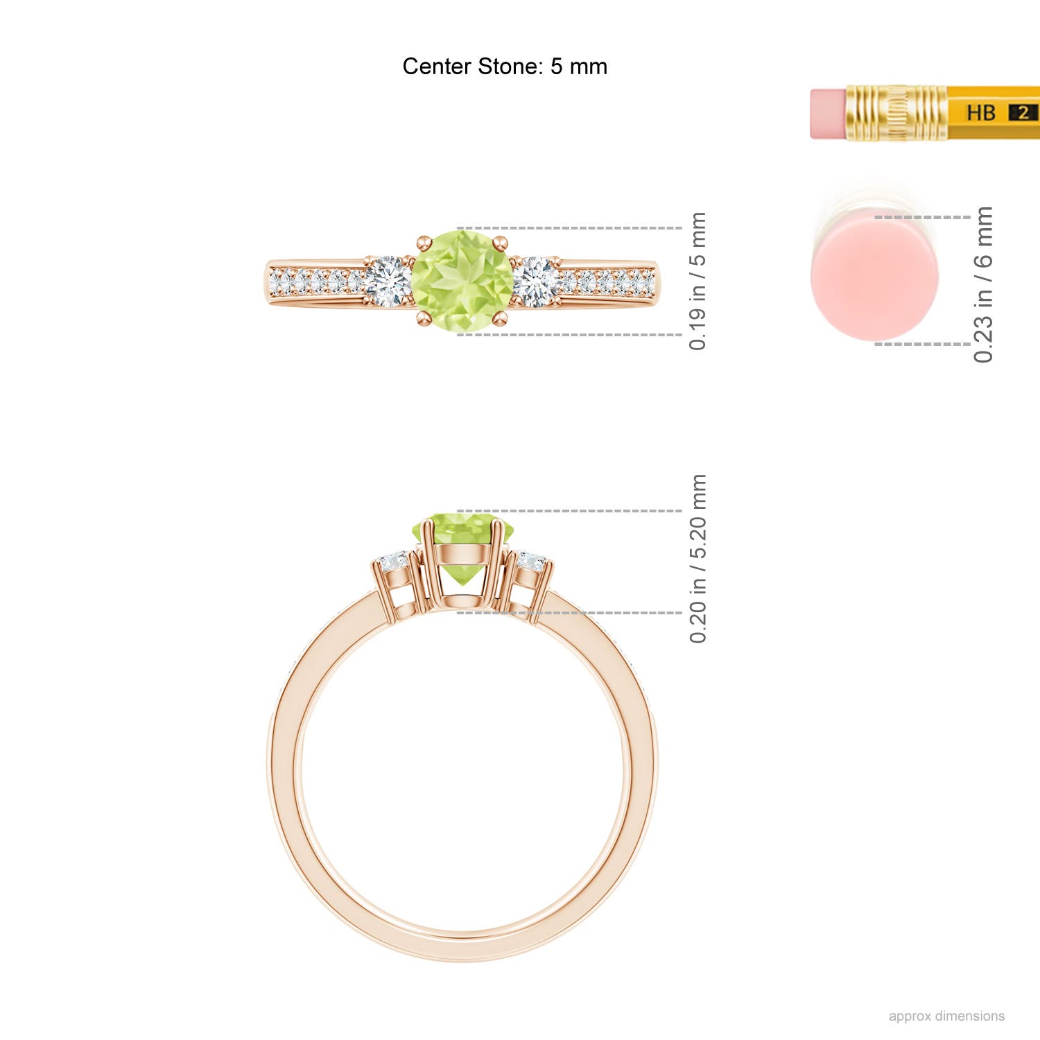 A - Peridot / 0.76 CT / 14 KT Rose Gold