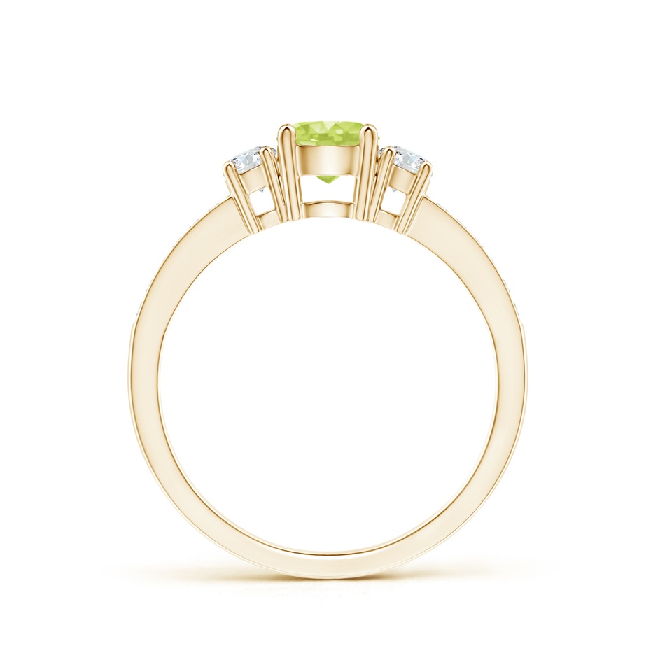5mm A Classic Three Stone Peridot and Diamond Ring in Yellow Gold side-1