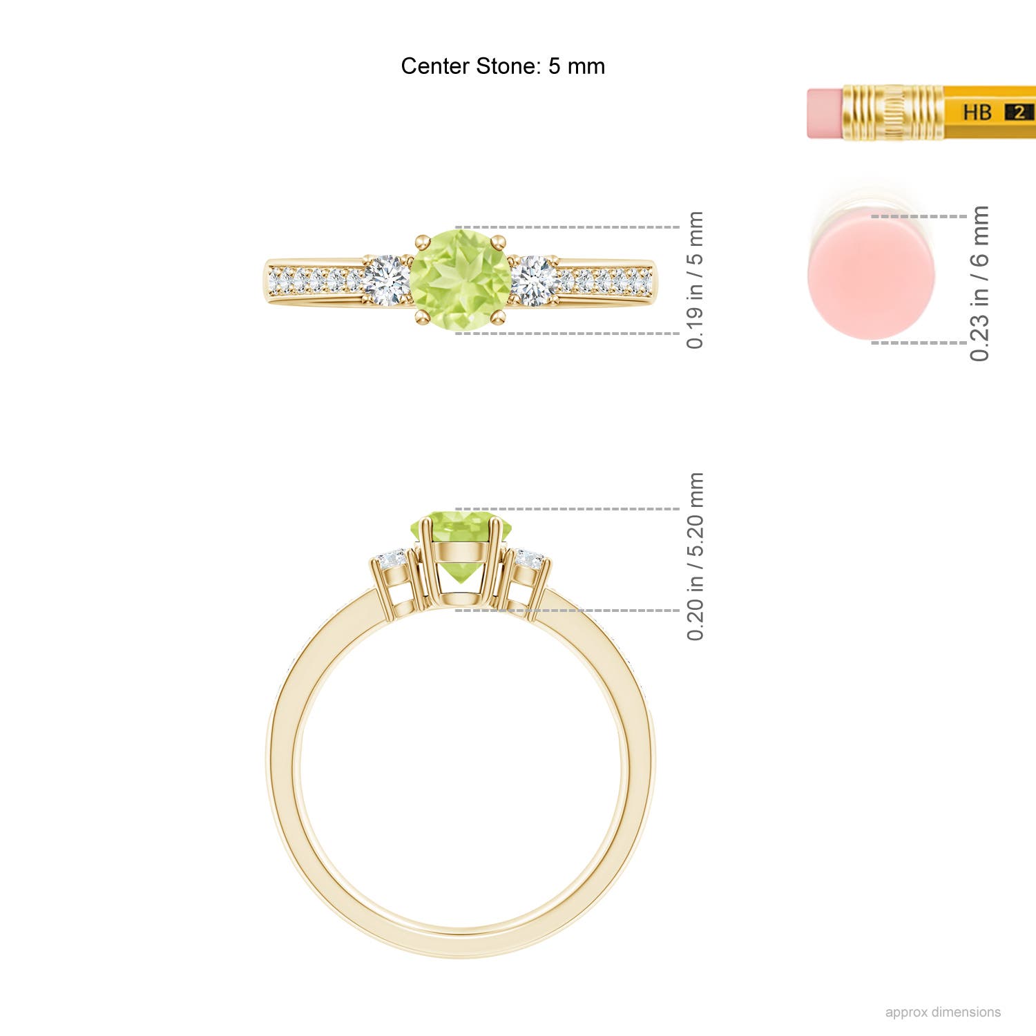 A - Peridot / 0.76 CT / 14 KT Yellow Gold