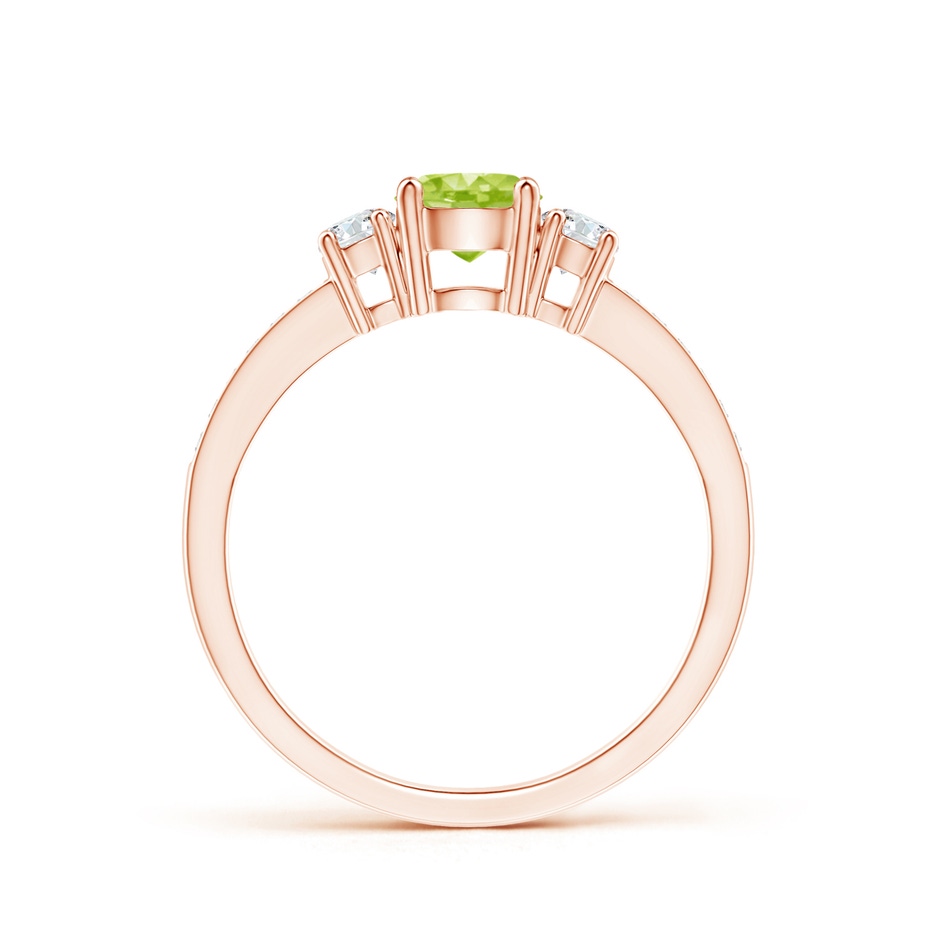 5mm AA Classic Three Stone Peridot and Diamond Ring in Rose Gold side-1