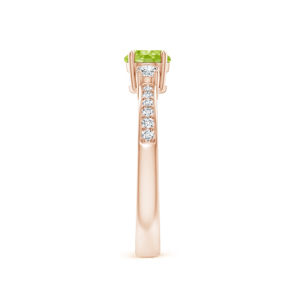 5mm AA Classic Three Stone Peridot and Diamond Ring in Rose Gold side-2