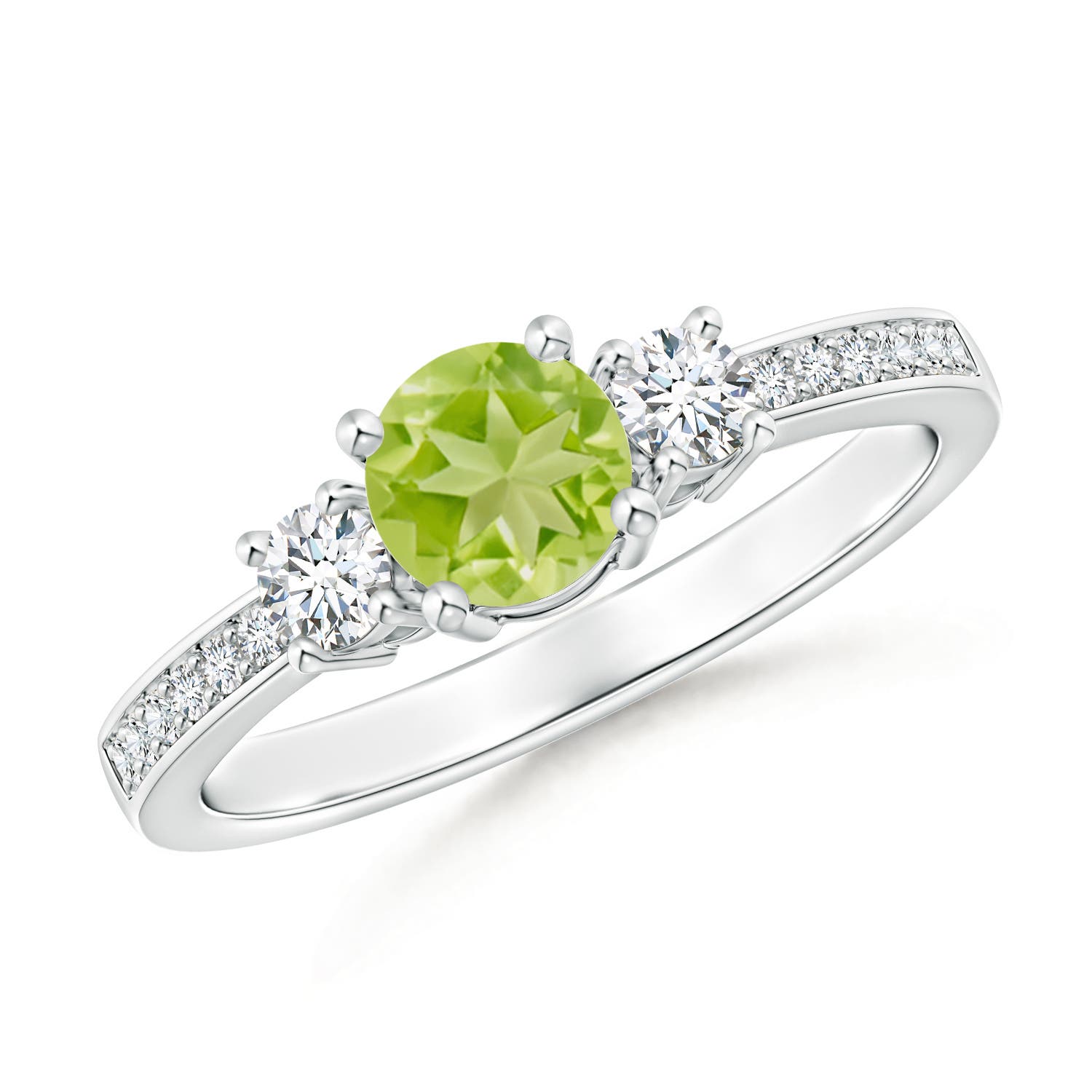 AA - Peridot / 0.76 CT / 14 KT White Gold