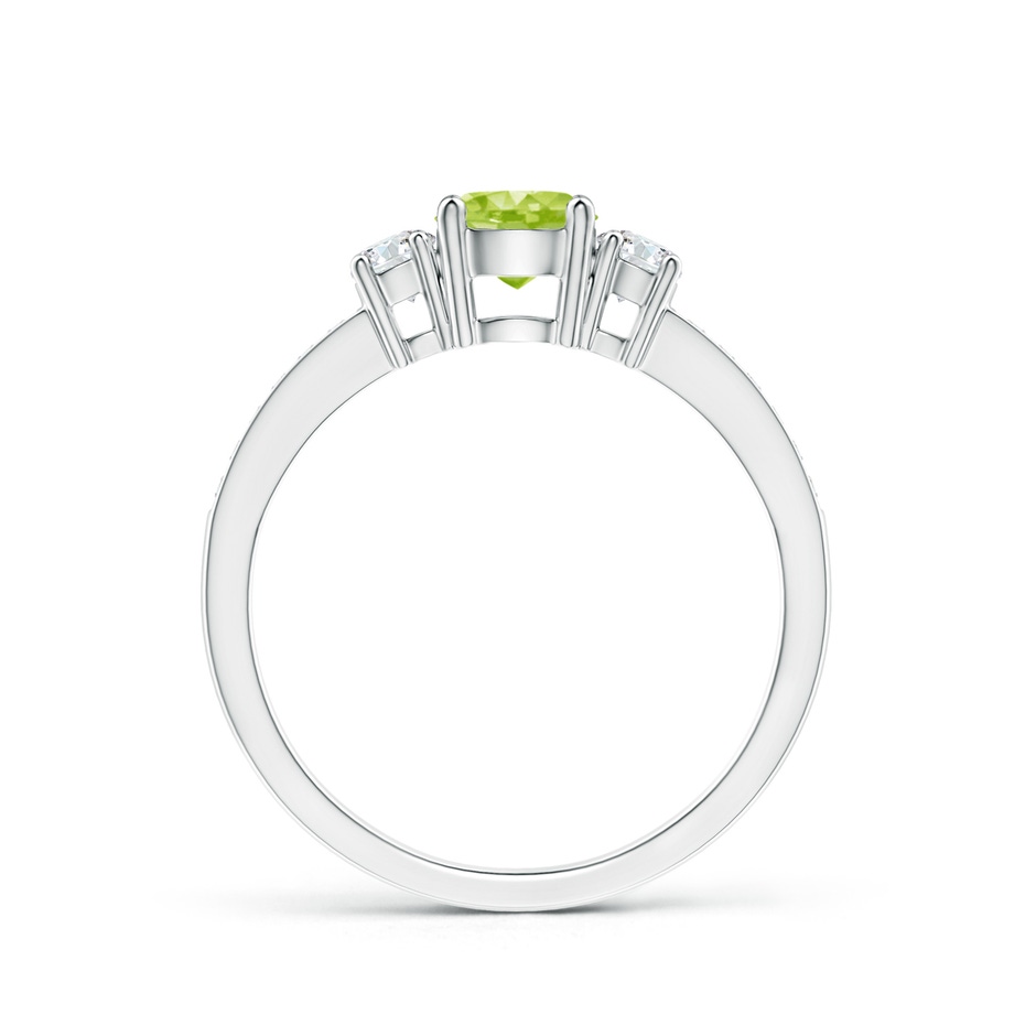 5mm AA Classic Three Stone Peridot and Diamond Ring in White Gold side-1
