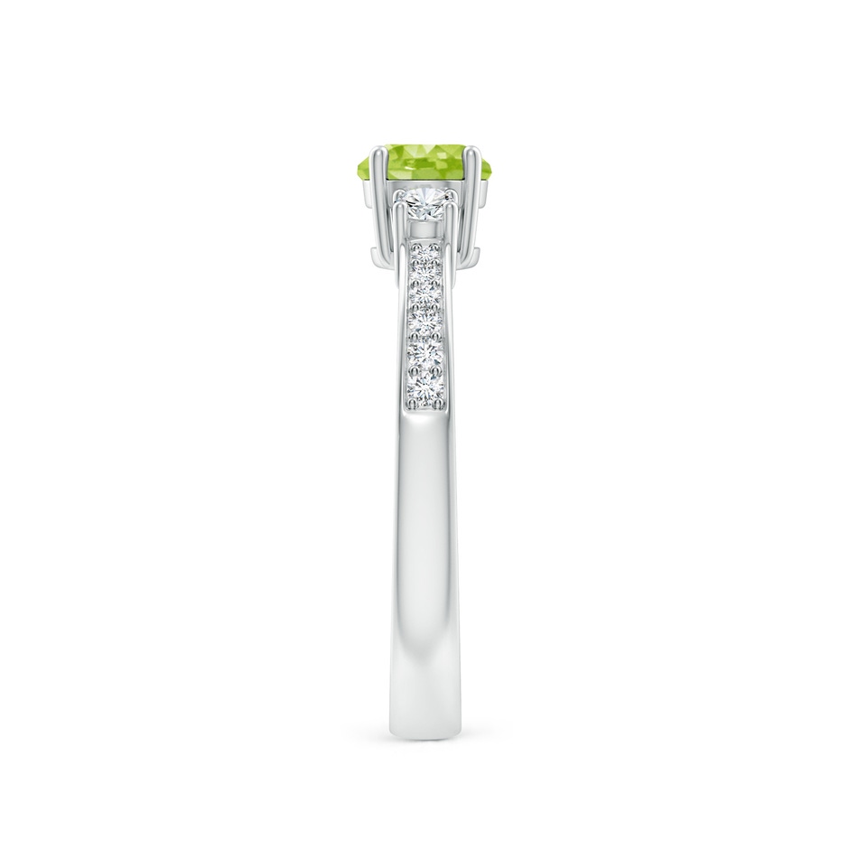 5mm AA Classic Three Stone Peridot and Diamond Ring in White Gold side-2