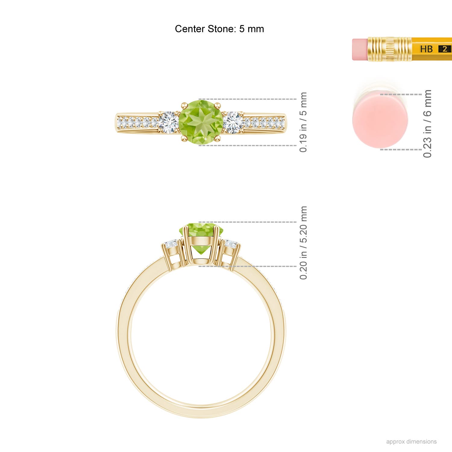 AA - Peridot / 0.76 CT / 14 KT Yellow Gold