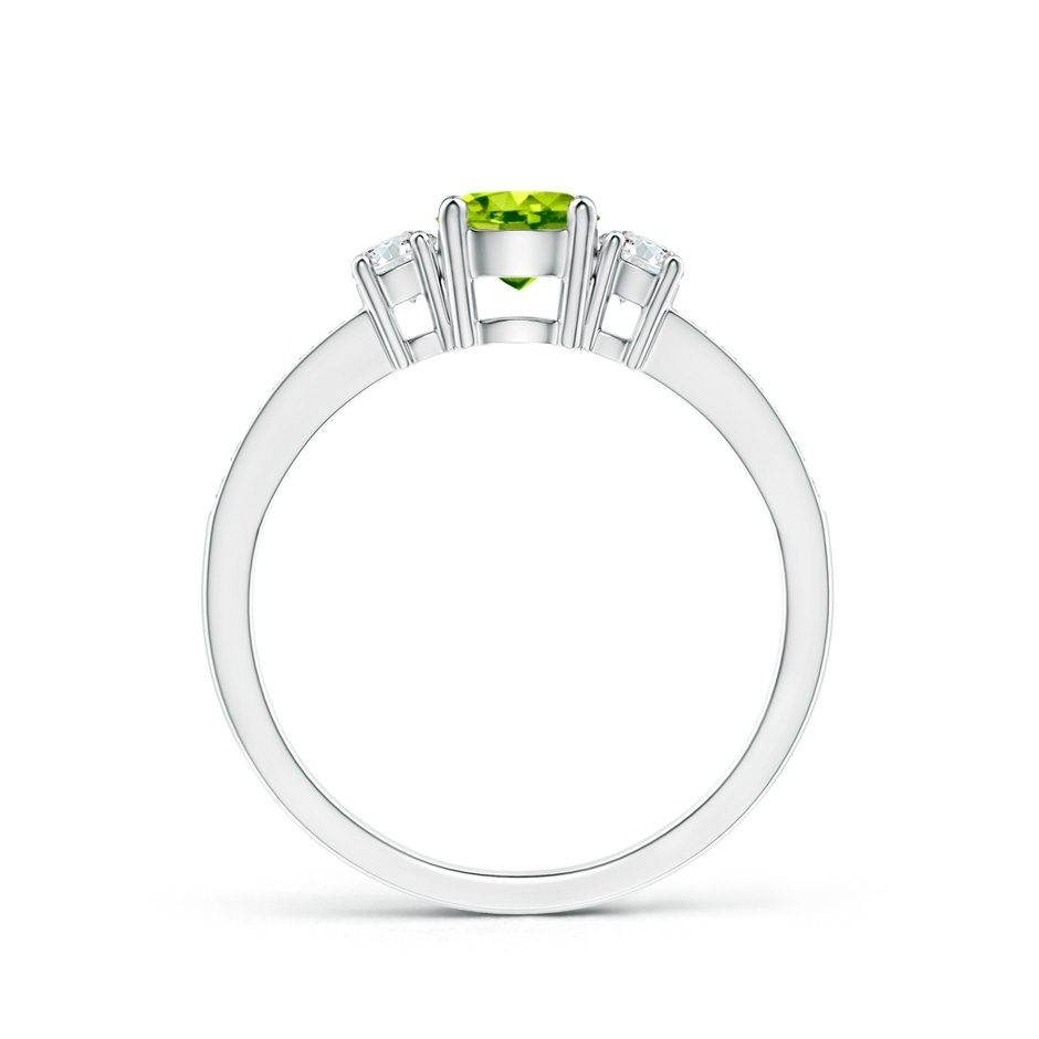 5mm AAA Classic Three Stone Peridot and Diamond Ring in P950 Platinum side-1