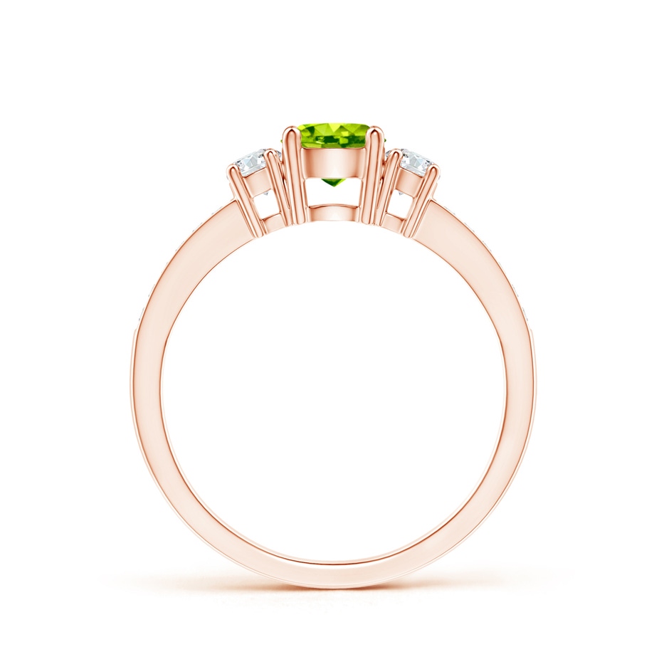 5mm AAA Classic Three Stone Peridot and Diamond Ring in Rose Gold side-1
