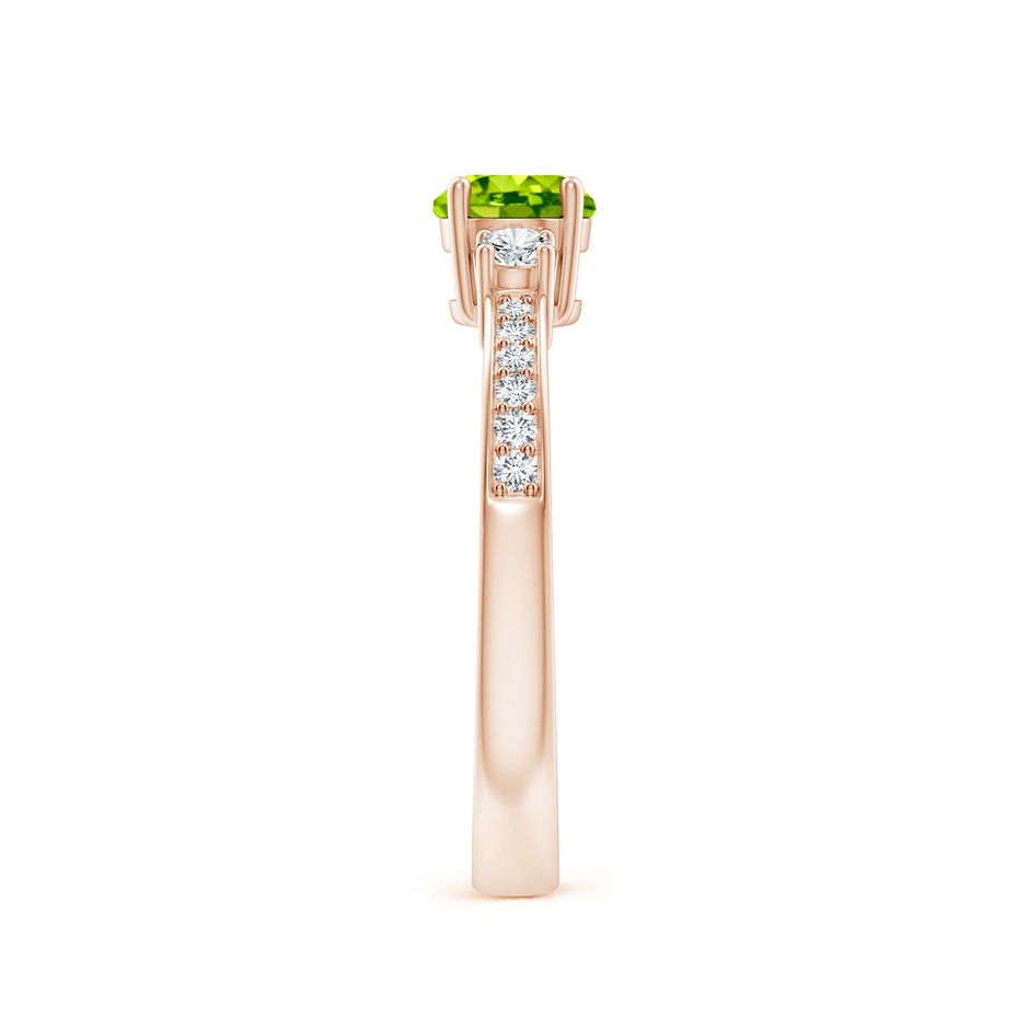 5mm AAA Classic Three Stone Peridot and Diamond Ring in Rose Gold side-2