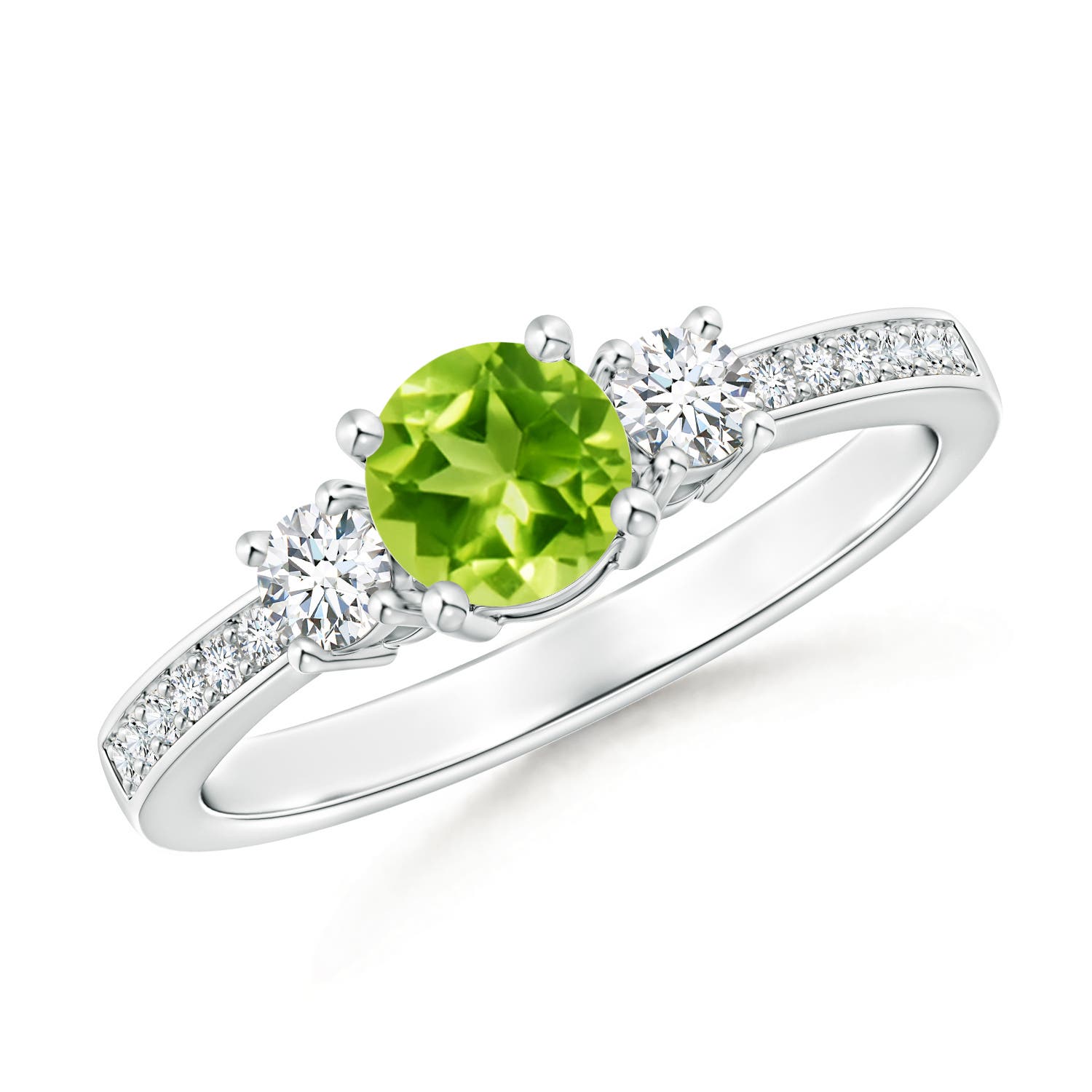 AAA - Peridot / 0.76 CT / 14 KT White Gold